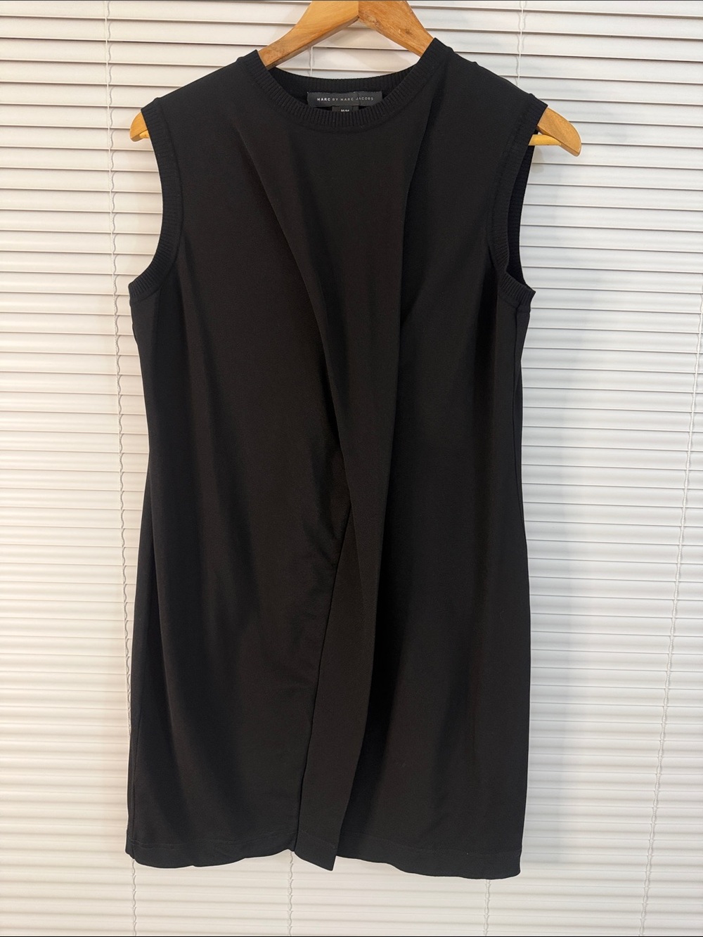 Marc by marc Jacobs Women Dress Sleeveless Black Draped Shift Dress Size M